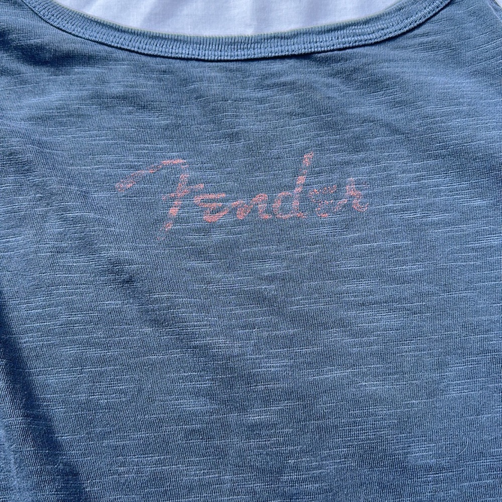 Lucky Brand x Fender graphic Tee bluish grey with black and orange logo size M - Picture 7 of 7